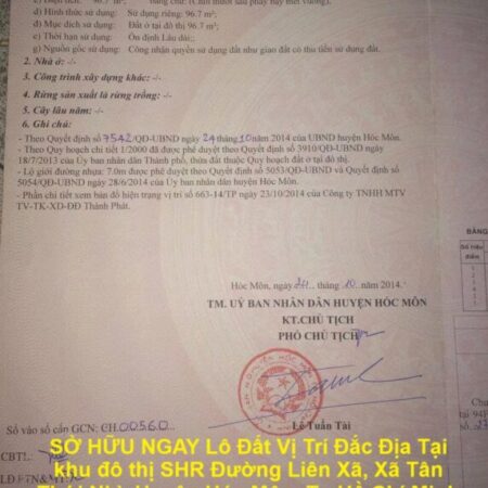 SỞ HỮU NGAY Lô Đất Vị Trí Đắc Địa Tại khu đô thị SHR xã Tân Thới Nhì, huyện Hóc Môn, Tp.Hồ Chí Minh SỞ HỮU NGAY Lô Đất Vị Trí Đắc Địa Tại khu đô thị SHR xã Tân Thới Nhì, huyện Hóc Môn, Tp.Hồ Chí Minh