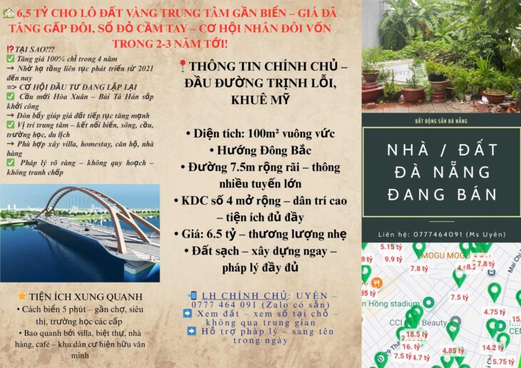 HOT HOT HOT – CHÍNH CHỦ BÁN NHANH LÔ ĐẤT VÀNG Tại Phường Khuê Mỹ, Quận Ngũ Hành Sơn, TP. Đà Nẵng.