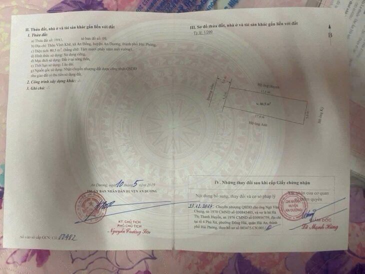 Chính Chủ Cần bán lô đất mặt trục xóm 1 Vĩnh Khê, An Đồng , An Dương, Hải Phòng