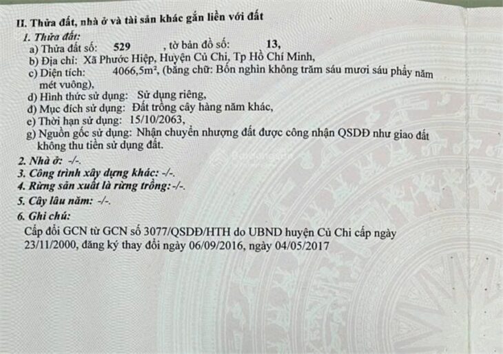 ĐẤT ĐẸP – GIÁ SIÊU TỐT – CHÍNH CHỦ Cần Bán Nhanh Lô Đất Vị Trí Tại Huyện Củ Chi, TP HCM