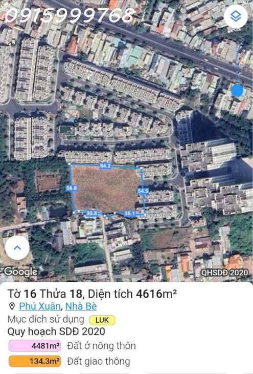 Bán 4500m² Đất Full Thổ Cư đường Nguyễn Bình,Phú Xuân,Nhà Bè, Giá 110 tỷ