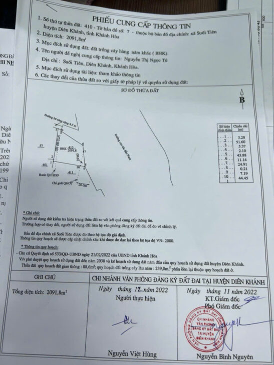 ĐẤT SIÊU ĐẸP – Cần Bán Lô Đất Tại Thôn Kinh Tế Mới, Suối Tiên, Diên Khánh, Khánh Hòa