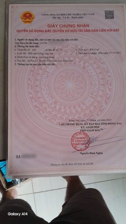 kẹt tiền cần bán đất phú lý vĩnh cửu có thổ cư