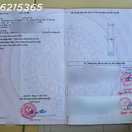 CC Tôi cần bán lô đất 130.5m2, tại Văn Sơn, Hoàng Văn Thụ, Chương Mỹ, dt thực tế 136m2, ngõ thông,