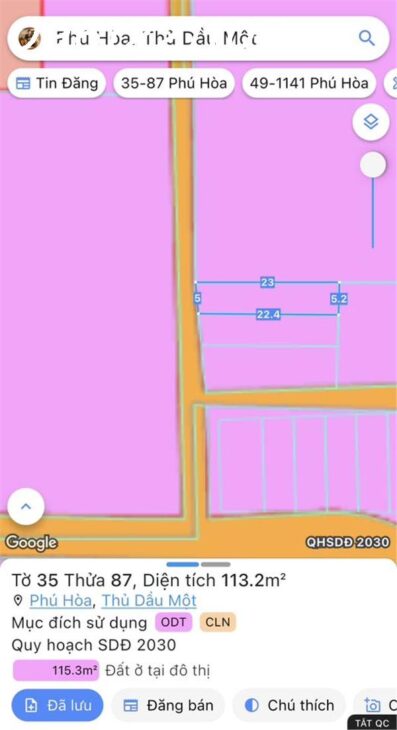 bán đất phú hòa thủ dầu một sổ riêng nở hậu