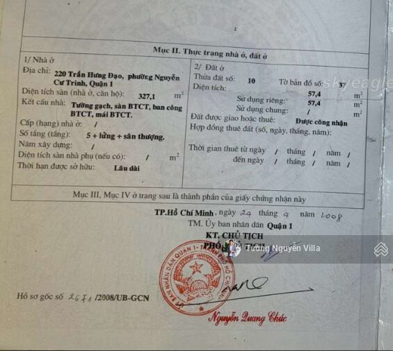 Bán tòa nhà đẹp 220 Trần Hưng Đạo, Q1, 57.4m², 7 lầu, dòng tiền ~5.5%, Giá 43 tỷ