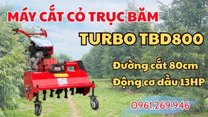 Máy Cắt Cỏ Trục Băm Turbo TBD800 Động Cơ Dầu 13HP Hàm Cắt 80cm