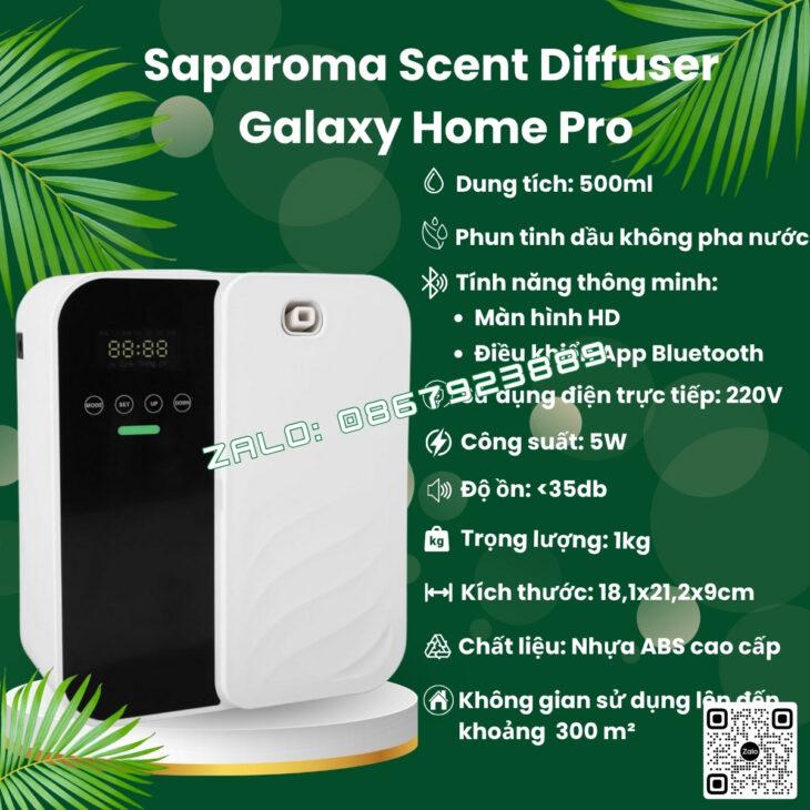 MÁY TẠO HƯƠNG THƠM SAPAROMA HOME PRO 500ml, THƠM PHÒNG, HỖ TRỢ KHỬ MÙI, SPA, NHÀ HÀNG, KHÁCH SẠN,…