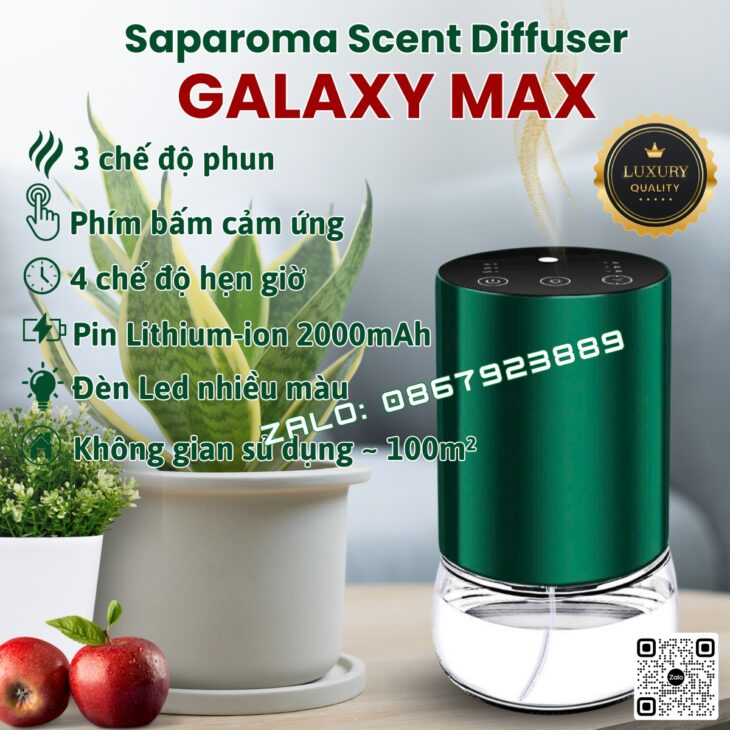 MÁY TẠO HƯƠNG THƠM SAPAROMA GALAXY MAX, THƠM PHÒNG, HỖ TRỢ KHỬ MÙI, SPA, NHÀ HÀNG, KHÁCH SẠN,…