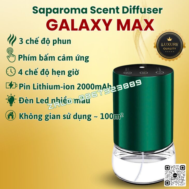 MÁY TẠO HƯƠNG THƠM SAPAROMA GALAXY MAX, THƠM PHÒNG, HỖ TRỢ KHỬ MÙI, SPA, NHÀ HÀNG, KHÁCH SẠN,…