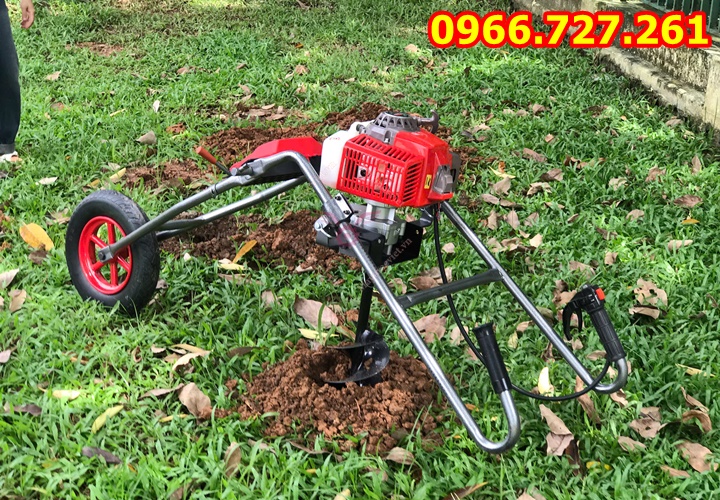 Máy khoan đất đẩy tay có bánh xe – Khoan lỗ trồng cây nhanh, nhẹ sức