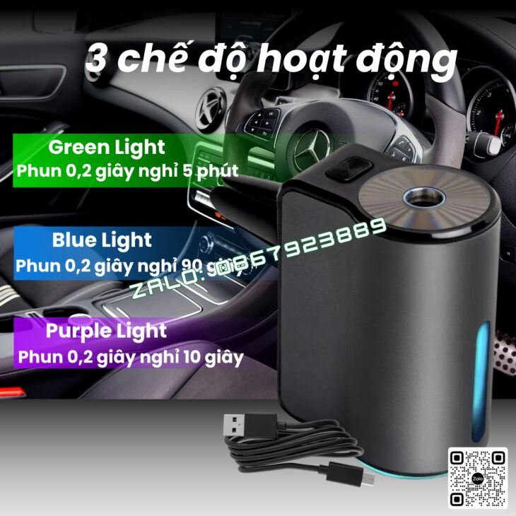 MÁY TẠO KHUẾCH TÁN TINH DẦU THƠM Ô TÔ SAPAROMA – GALAXY CAR PRO, HỖ TRỢ KHỬ MÙI XE HƠI, CHỐNG SAY XE