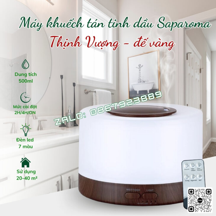 MÁY KHUẾCH TÁN TINH DẦU SAPAROMA, XÔNG THƠM PHÒNG, BÙ ẨM, HỖ TRỢ XUA ĐUỔI MUỖI, CÔN TRÙNG
