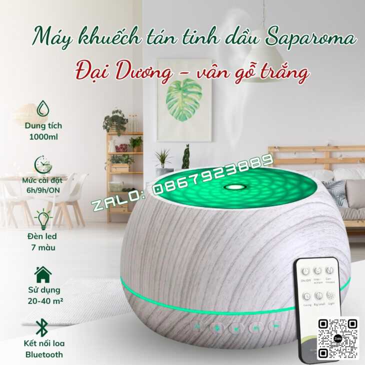 MÁY XÔNG TINH DẦU SAPAROMA, THƠM PHÒNG, BÙ ẨM, ĐÈN LED HIỆU ỨNG LỬA, HỖ TRỢ KHỬ MÙI, ĐUỔI MUỖI