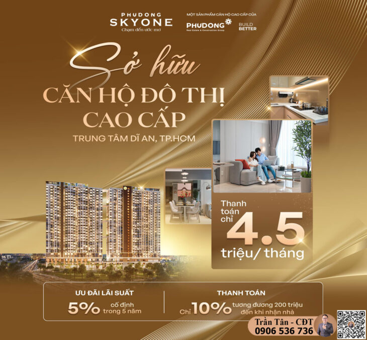 CHỈ TỪ 4,5 TRIỆU/THÁNG – SỞ HỮU NGAY CĂN HỘ PHÚ ĐÔNG SKYONE CHUẨN GU NGƯỜI TRẺ