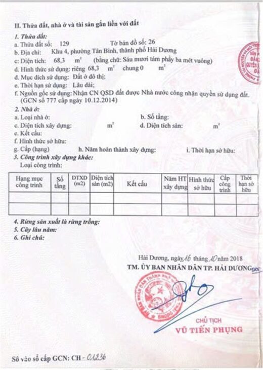 Chính Chủ Cần Bán Lô Đất Tặng Căn Nhà Cấp 4 Tại Khu 4, P.Tân Bình, Hải Dương