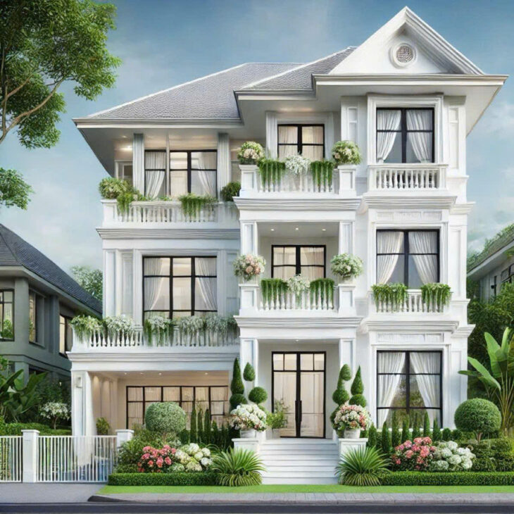 Nhà Biệt Thự Pháp – 4 Tầng – Thang Máy – Vỉa Hè Rộng – Oto Tránh – 135m²