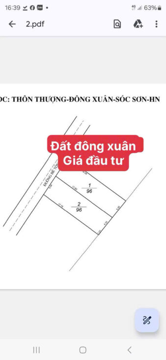 NỔ ĐẤT ĐÔNG XUÂN THÔN THƯỢNG ĐÔNG XUÂN S ÓC SƠN DT 96 M FUN TC