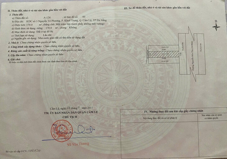 CHÍNH CHỦ CẦN BÁN LÔ ĐẤT TẠI PHƯỜNG HÒA CƯỜNG BẮC – QUẬN HẢI CHÂU – ĐÀ NẴNG