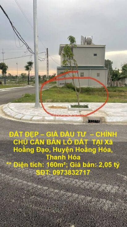 ĐẤT ĐẸP – GIÁ ĐẦU TƯ – CHÍNH CHỦ CẦN BÁN LÔ ĐẤT TẠI Xã Hoằng Đạo, Huyện Hoằng Hóa, Thanh Hóa