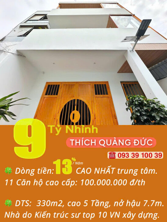 9 TỶ NHỈNH: DÒNG TIỂN 13% – BÁN NHÀ PHÚ NHUẬN, THÍCH QUẢNG ĐỨC- 5 TẦNG 11 CĂN HỘ DỊCH VỤ- DTS 330M2
