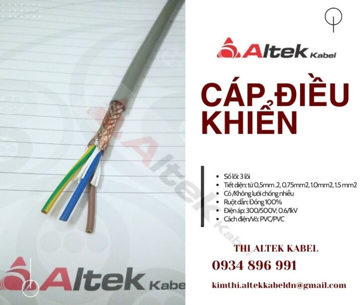Cáp điều khiển Altek Kabel 2c x 0.5mm2, 2c x 0.75mm2, 2c x 1.0mm2, 2c x 1.5mm2