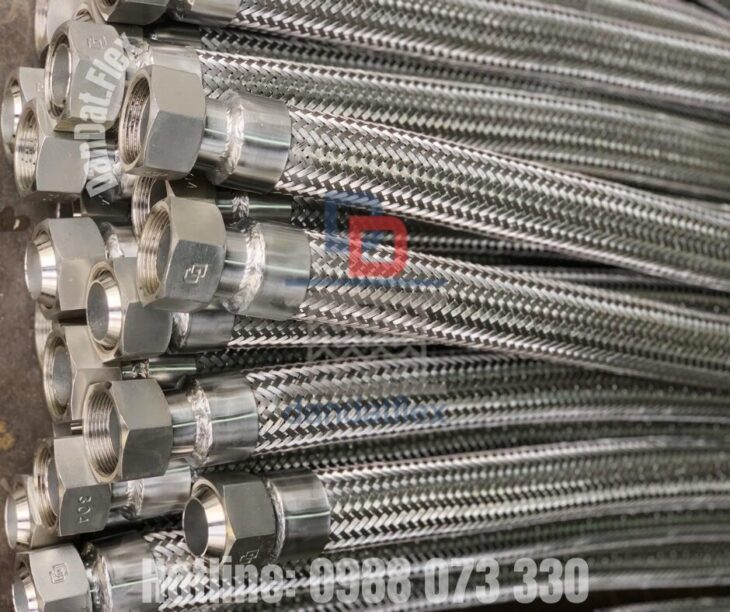 Ống mềm cao su bọc lưới inox, Ống mềm inox lắp bích, Ống mềm chịu nhiệt không lưới