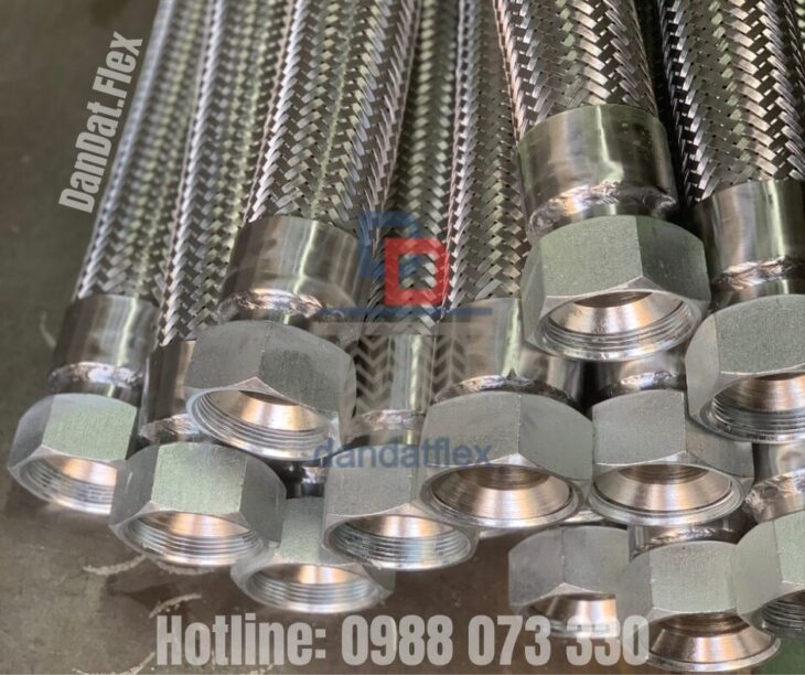 Ống mềm cao su bọc lưới inox, Ống mềm inox lắp bích, Ống mềm chịu nhiệt không lưới