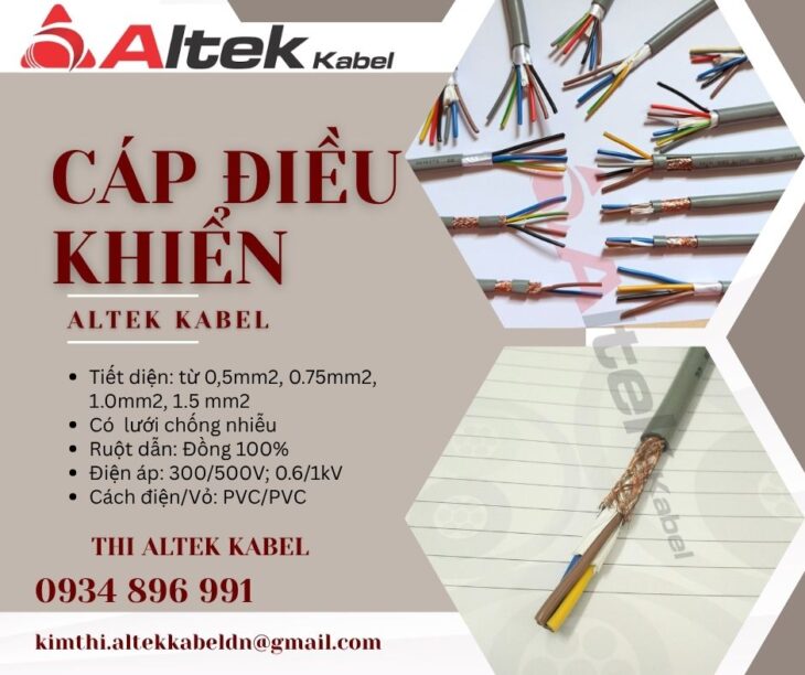 Cáp điều khiển Altek Kabel 2c x 0.5mm2, 2c x 0.75mm2, 2c x 1.0mm2, 2c x 1.5mm2