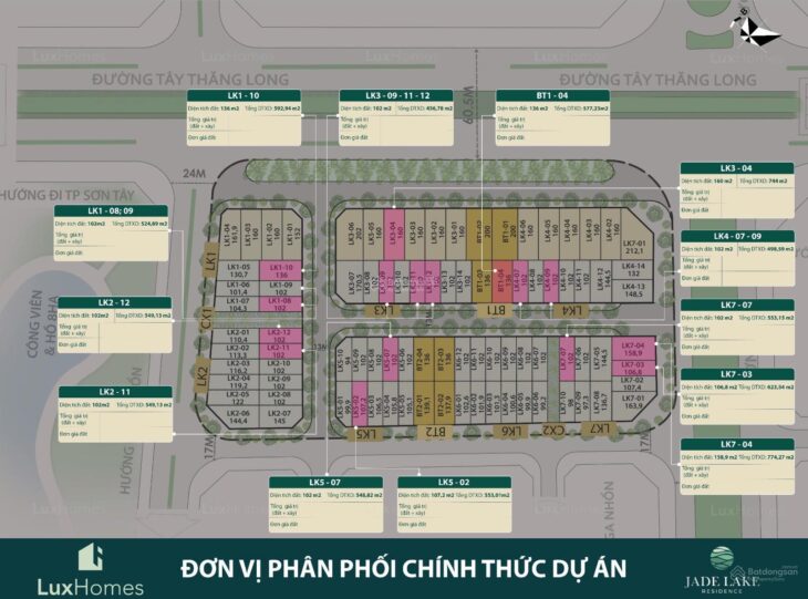 Liền kề 6 tầng 1 hầm 1 tum Jade Lake – Tây Thăng Long giá 27,6 tỷ
