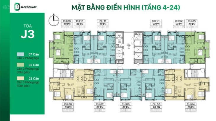 CĐT nhận booking dự án Jade Square Cổ Nhuế 72m2 HTLS 0% 2năm, CK 2 – 10%