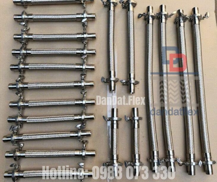 Ống mềm cao su bọc lưới inox, Ống mềm inox lắp bích, Ống mềm chịu nhiệt không lưới