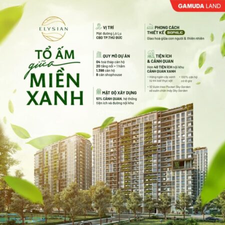 Căn hộ Elysian quận 9, rổ hàng đa dạng các căn từ 1,2,3PN giá tốt view đẹp, mua ngay trực tiếp CĐT,