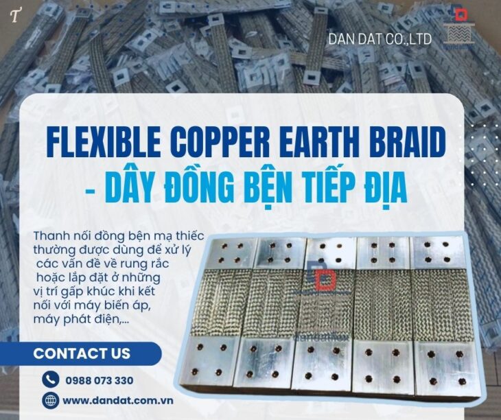 Dây đồng bện/ Dây đồng bện tiếp địa/ Dây đồng bện mạ thiếc tiếp đại tủ bảng điện/ Thanh nối mềm