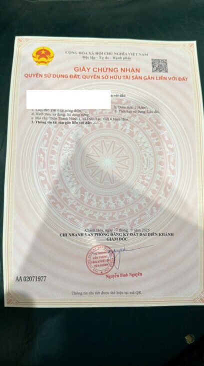 BÁN LÔ ĐẤT ĐƯỜNG Ô TÔTỔ 4 DIÊN LẠC 114m2 GIÁ CHỈ 820tr (Tl)