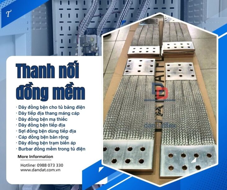 Dây đồng bện/ Dây đồng bện tiếp địa/ Dây đồng bện mạ thiếc tiếp đại tủ bảng điện/ Thanh nối mềm