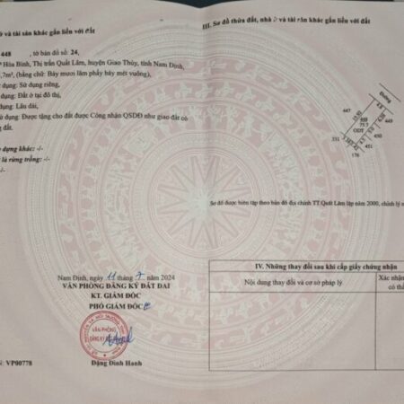 Đất nền Thị trấn Quất Lâm, Huyện Giao Thủy 1.6 tỷ – 100m² gần trường học, dân cư hiện hữu – Nguyễn