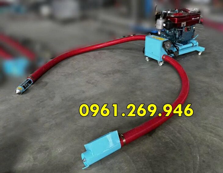 Máy hút hạt nông sản, hút cát khô, 2 đầu, ống 20m, động cơ dầu diesel 15HP