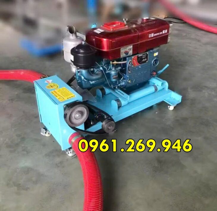 Máy hút hạt nông sản, hút cát khô, 2 đầu, ống 20m, động cơ dầu diesel 15HP