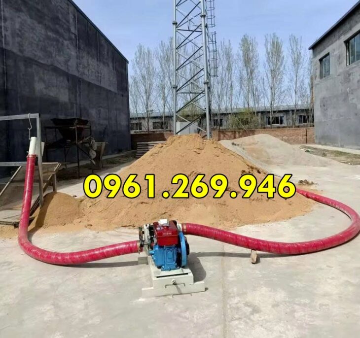 Máy hút hạt nông sản, hút cát khô, 2 đầu, ống 20m, động cơ dầu diesel 15HP