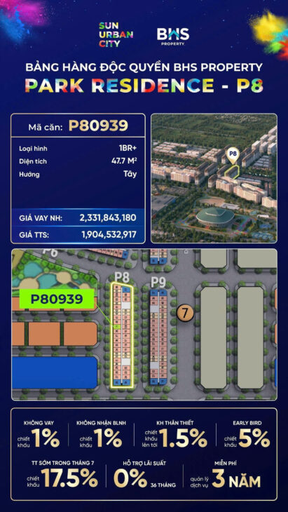Căn hộ studio – tòa P8 dự án Sun Urban City Hà Nam (P80939)