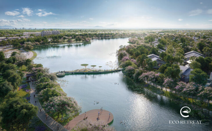 Căn hộ 2Pn Eco Retreat hướng Đông Nam view biệt thự đảo & trực diện quảng trường ko chênh