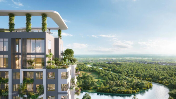 Căn hộ 2Pn Eco Retreat hướng Đông Nam view biệt thự đảo & trực diện quảng trường ko chênh