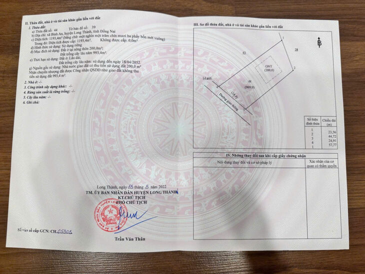 1193m2 với 25m ngang có sẳn 200m2 thổ cư, gần sân bay quốc tế Long Thành