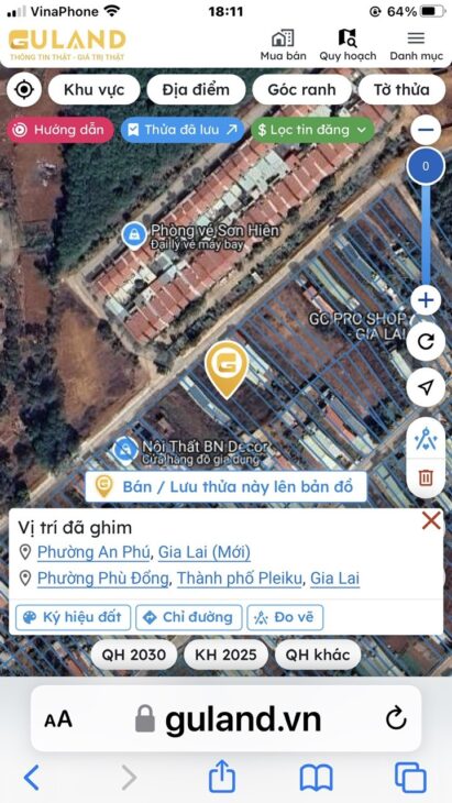 ĐẤT ĐẸP – GIÁ RẺ – Hạ Giá Bán Nhanh LÔ ĐẤT Phường AN PHÚ, GIA LAI