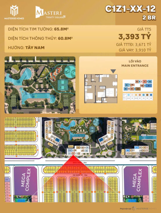 🏙 DUY NHẤT CĂN 2PN TRINITY SQUARE – GIÁ CHỈ 55 TRIỆU/M2 🔥 💎 Cơ hội vàng cho khách đầu tư và