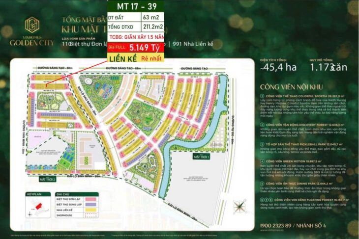 NHANH TAY SỞ HỮU NGAY – LIỀN KỀ RẺ NHẤT – Vinhomes Golden City HẢI PHÒNG