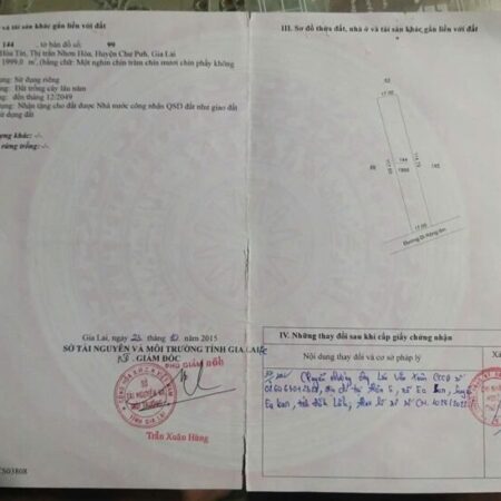 HOT HOT – CẦN BÁN LÔ MẶT ĐƯỜNG TẠI Đường Huỳnh Thúc KhángTT. Nhơn Hòa, Chư Pưh, Gia Lai