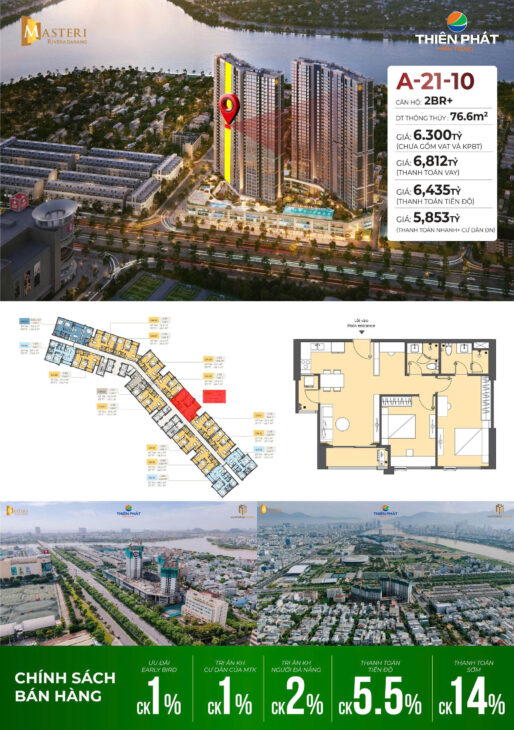 🎆 CĂN HỘ VIEW PHÁO HOA – 2 PHÒNG NGỦ CỘNG – MASTERI ĐÀ NẴNG 🎆