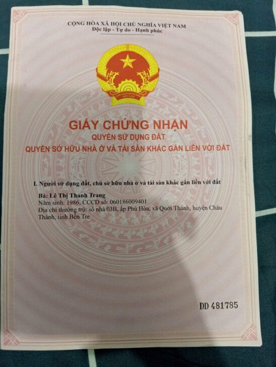 ĐẤT ĐẸP – CHÍNH CHỦ CẦN BÁN LÔ ĐẤT TẠI Tân Thạch , Châu Thành , Bến Tre